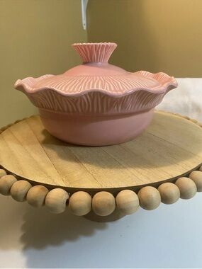 Pink Scalloped Ceramic Lidded Dish